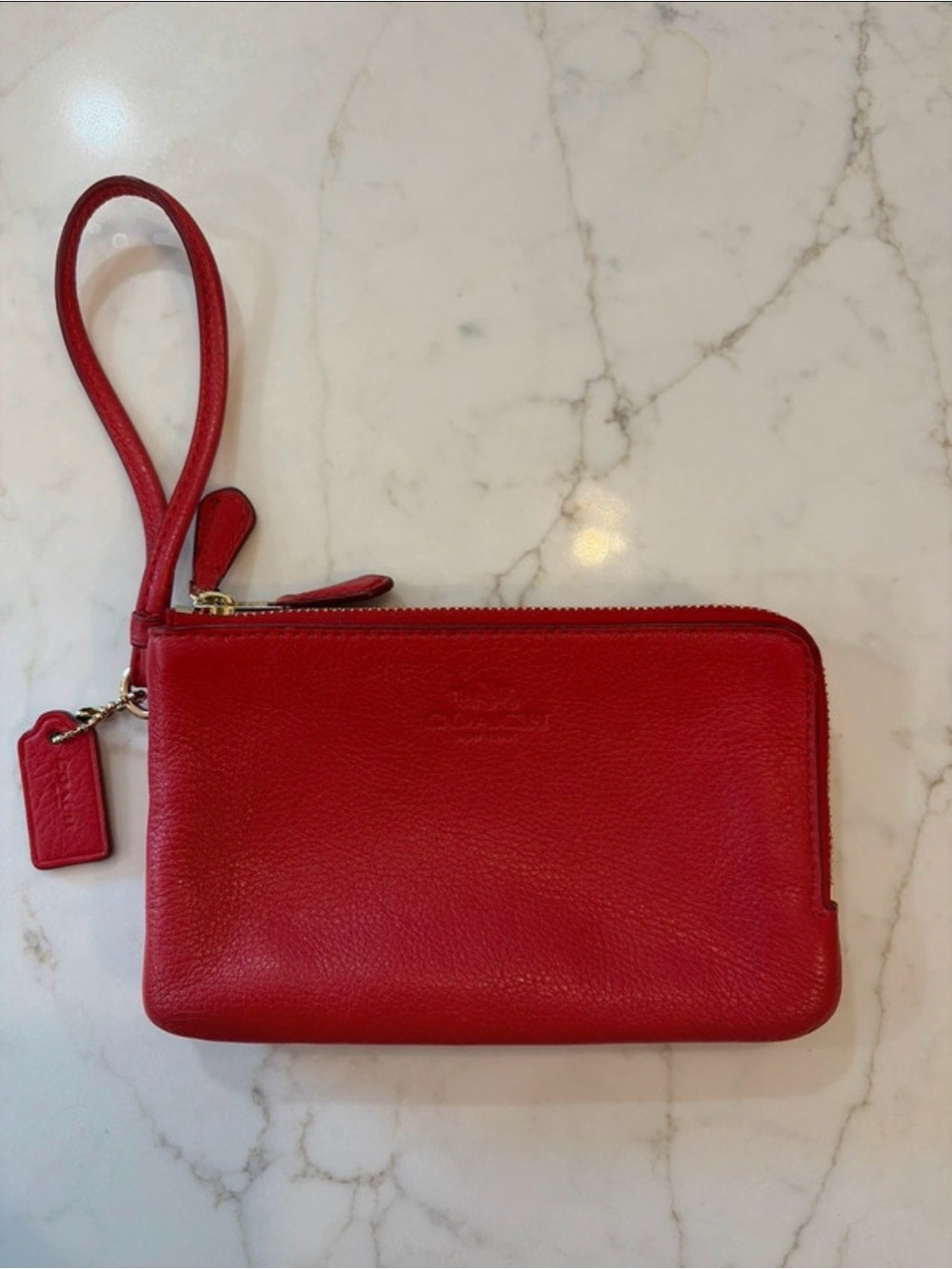 Coach Red Leather Wristlet Clutch
